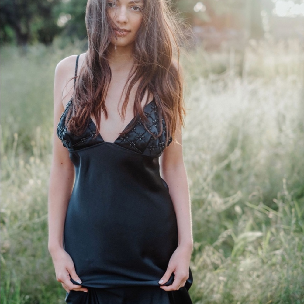 Zara Black Lace Trim Chemise